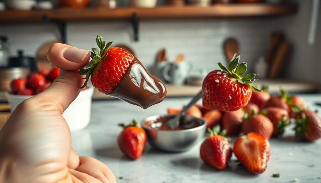 Keto Chocolate Covered Strawberries Preparation