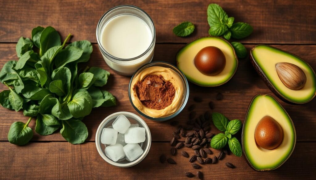 Keto Chocolate Peanut Butter Smoothie Ingredients
