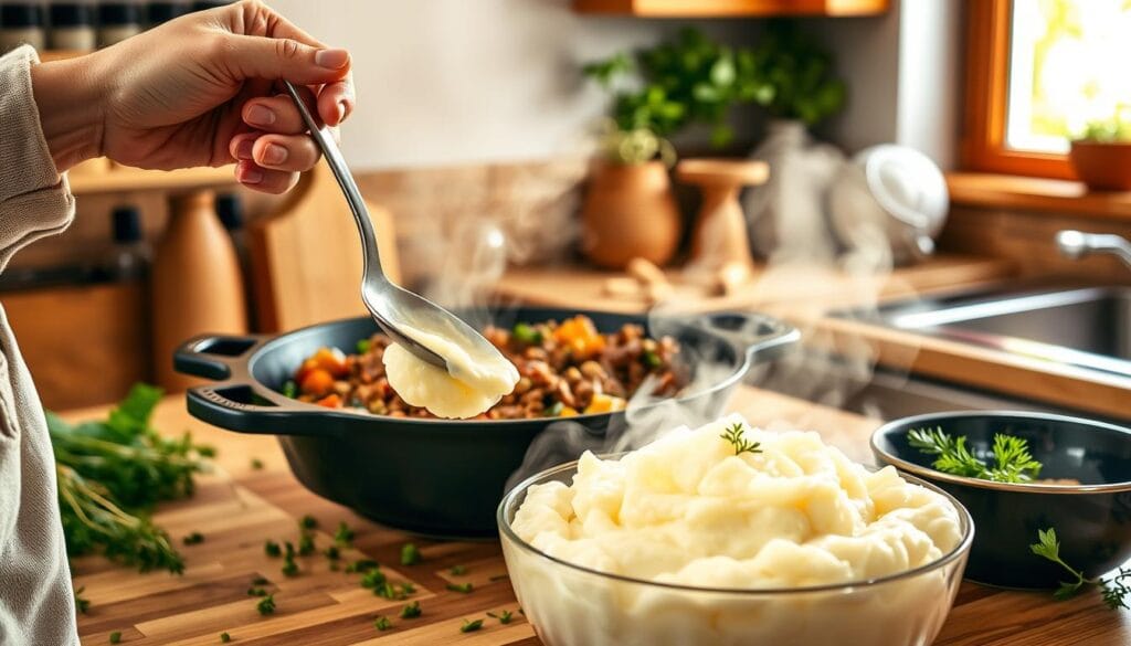 Keto Shepherd's Pie with Cauliflower Mash Preparation