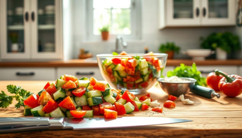 Keto cucumber salad vegetable preparation Keto cucumber salad vegetable preparation